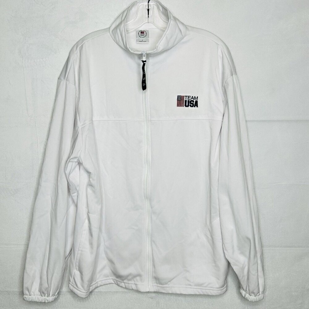 US Olympic Committee Men's Sz XL 1/4 Zip Pullover White Made in USA
